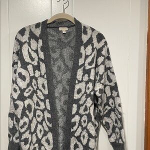 Debut Charcoal and Cream Animal Print Cardigan